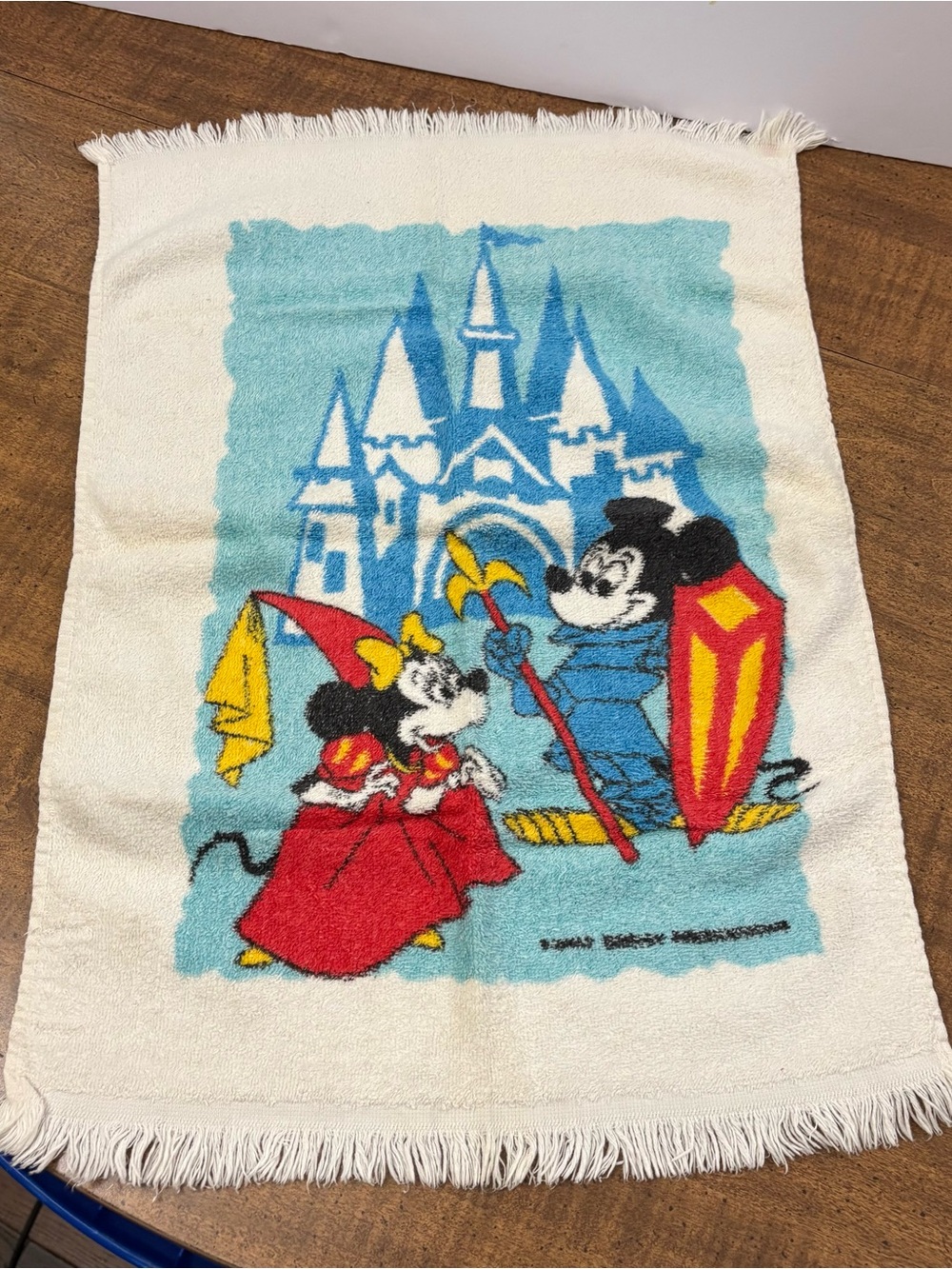 Vintage Hand Towel Walt Disney Mickey Minnie Mouse Knight Princess Castle